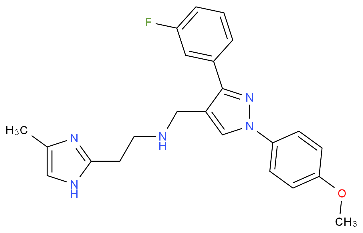 N-{[3-(3-fluorophenyl)-1-(4-methoxyphenyl)-1H-pyrazol-4-yl]methyl}-2-(4-methyl-1H-imidazol-2-yl)ethanamine_分子结构_CAS_)