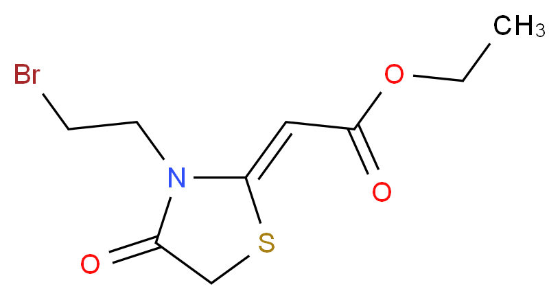 ethyl 2-[(2Z)-3-(2-bromoethyl)-4-oxo-1,3-thiazolidin-2-ylidene]acetate_分子结构_CAS_92503-35-0