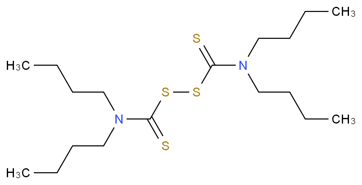 N,N-dibutyl[(dibutylcarbamothioyl)disulfanyl]carbothioamide_分子结构_CAS_1634-02-2