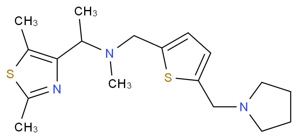1-(2,5-dimethyl-1,3-thiazol-4-yl)-N-methyl-N-{[5-(pyrrolidin-1-ylmethyl)-2-thienyl]methyl}ethanamine_分子结构_CAS_)