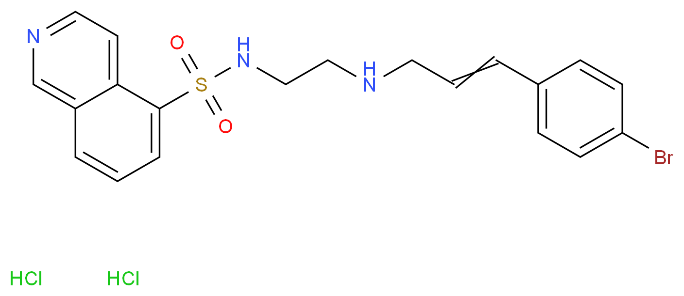 N-(2-(p-BROMOCINNAMYL-AMINO)ETHYL)-5-ISO-QUINOLINESULFONAMIDE DIHYDROCHLORIDE_分子结构_CAS_127243-85-0)