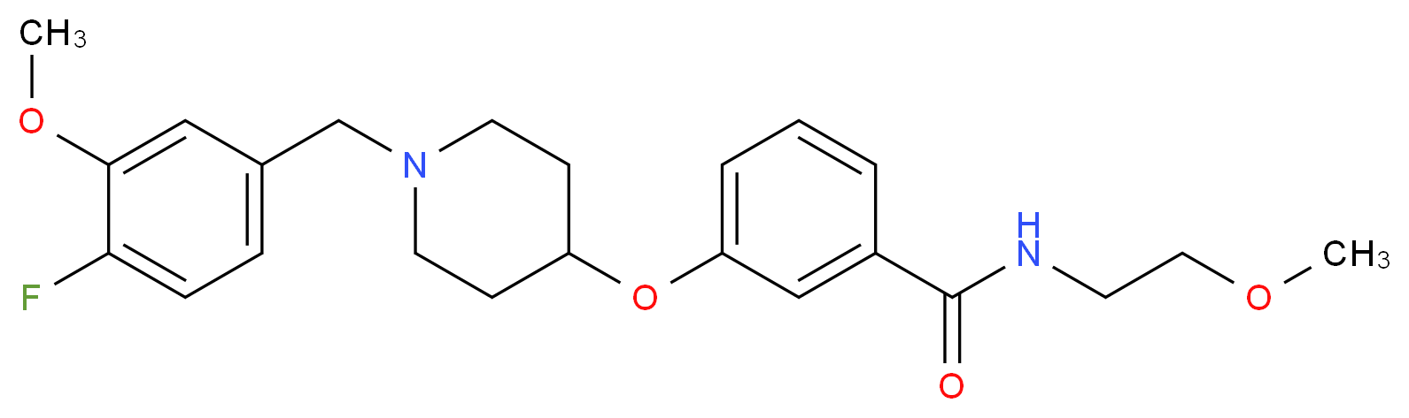 3-{[1-(4-fluoro-3-methoxybenzyl)-4-piperidinyl]oxy}-N-(2-methoxyethyl)benzamide_分子结构_CAS_)