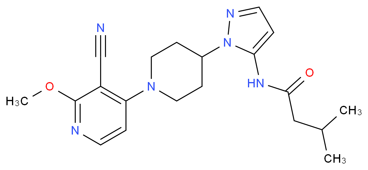 N-{1-[1-(3-cyano-2-methoxypyridin-4-yl)piperidin-4-yl]-1H-pyrazol-5-yl}-3-methylbutanamide_分子结构_CAS_)