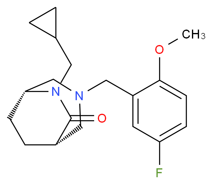 (1S*,5R*)-6-(cyclopropylmethyl)-3-(5-fluoro-2-methoxybenzyl)-3,6-diazabicyclo[3.2.2]nonan-7-one_分子结构_CAS_)