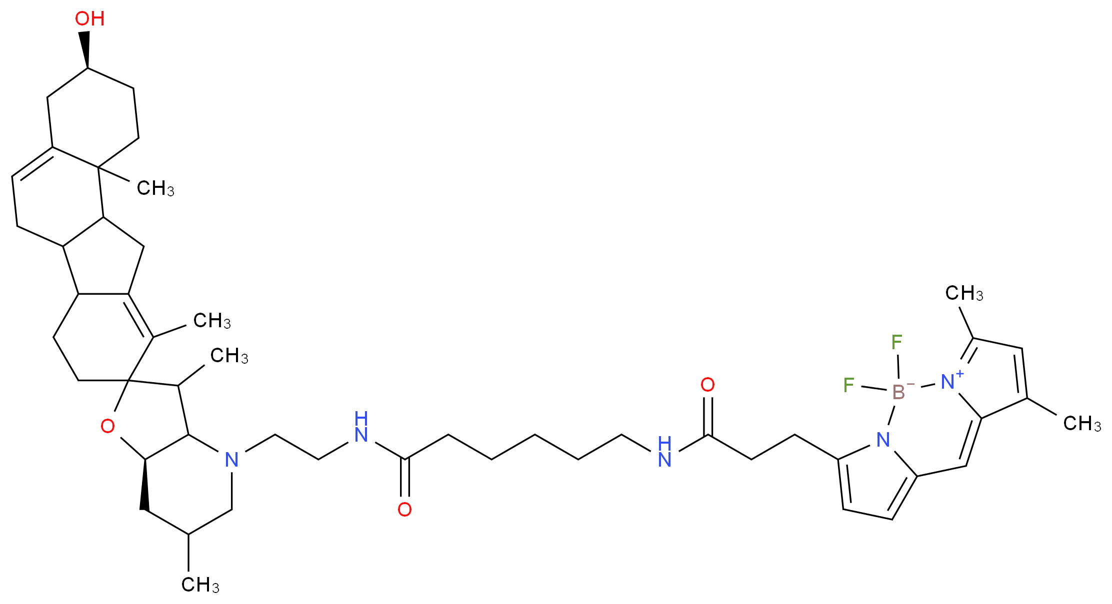 4-(2-{[5-({2-[(3S,7'aR)-3-hydroxy-3',6',10,11b-tetramethyl-1,2,3,3'a,4,4',5',6,6',6a,6b,7,7',7'a,8,11,11a,11b-octadecahydro-3'H-spiro[cyclohexa[a]fluorene-9,2'-furo[3,2-b]pyridine]-4'-yl]ethyl}carbamoyl)pentyl]carbamoyl}ethyl)-2,2-difluoro-10,12-dimethyl-1λ<sup>5</sup>,3-diaza-2-boratricyclo[7.3.0.0<sup>3</sup>,<sup>7</sup>]dodeca-1(12),4,6,8,10-pentaen-1-ylium-2-uide_分子结构_CAS_334658-24-1