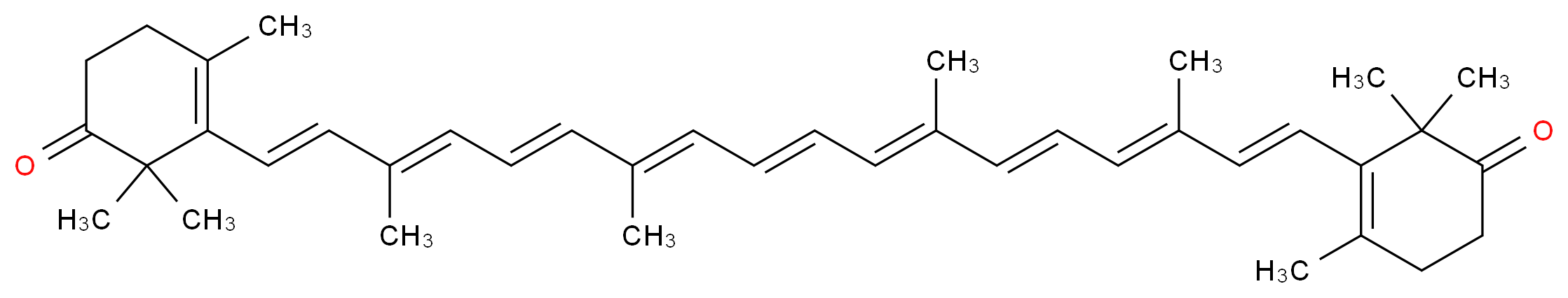 2,2,4-trimethyl-3-[(1E,3E,5E,7E,9E,11E,13E,15E,17E)-3,7,12,16-tetramethyl-18-(2,6,6-trimethyl-5-oxocyclohex-1-en-1-yl)octadeca-1,3,5,7,9,11,13,15,17-nonaen-1-yl]cyclohex-3-en-1-one_分子结构_CAS_514-78-3