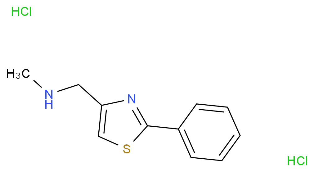 N-Methyl-1-(2-phenyl-1,3-thiazol-4-yl)methanamine dihydrochloride_分子结构_CAS_921101-66-8)