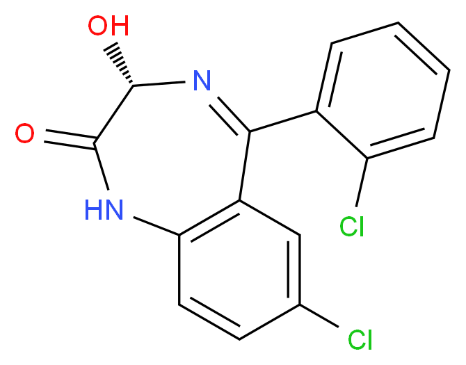 (3S)-7-chloro-5-(2-chlorophenyl)-3-hydroxy-2,3-dihydro-1H-1,4-benzodiazepin-2-one_分子结构_CAS_110032-65-0