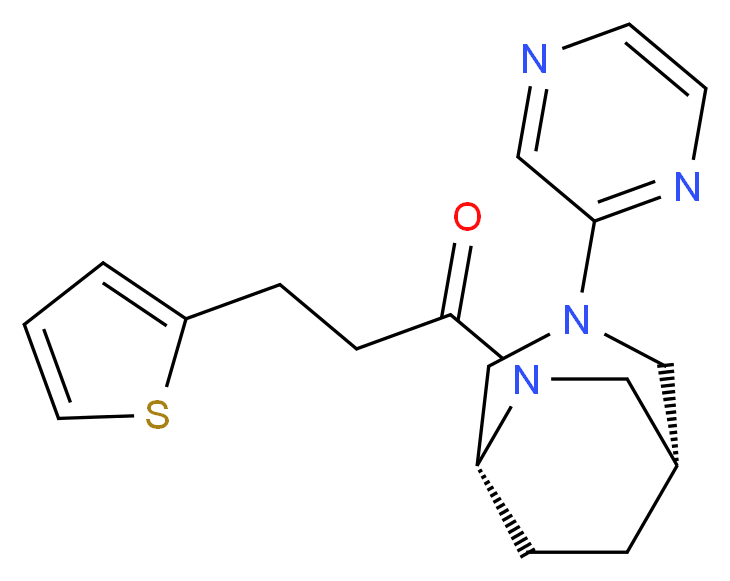 (1S*,5R*)-3-(2-pyrazinyl)-6-[3-(2-thienyl)propanoyl]-3,6-diazabicyclo[3.2.2]nonane_分子结构_CAS_)