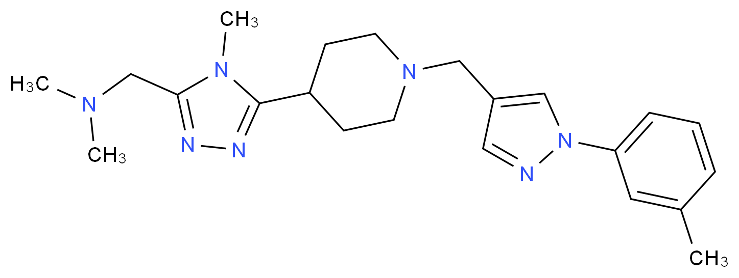 N,N-dimethyl-1-[4-methyl-5-(1-{[1-(3-methylphenyl)-1H-pyrazol-4-yl]methyl}piperidin-4-yl)-4H-1,2,4-triazol-3-yl]methanamine_分子结构_CAS_)