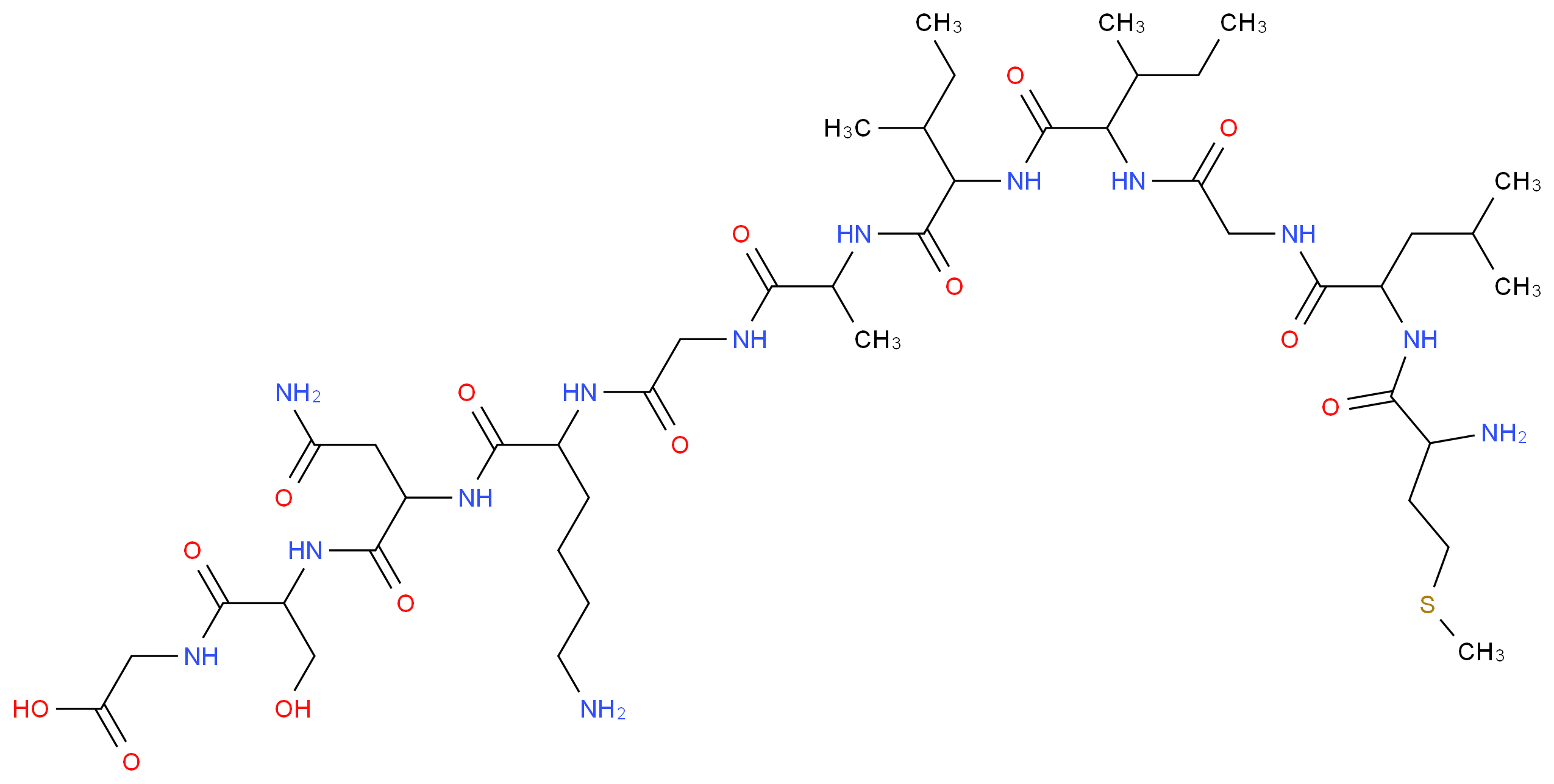 2-[2-(2-{6-amino-2-[2-(2-{2-[2-(2-{2-[2-amino-4-(methylsulfanyl)butanamido]-4-methylpentanamido}acetamido)-3-methylpentanamido]-3-methylpentanamido}propanamido)acetamido]hexanamido}-3-carbamoylpropanamido)-3-hydroxypropanamido]acetic acid_分子结构_CAS_147740-73-6