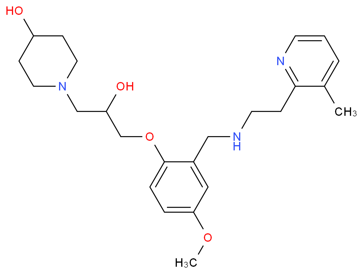1-{2-hydroxy-3-[4-methoxy-2-({[2-(3-methyl-2-pyridinyl)ethyl]amino}methyl)phenoxy]propyl}-4-piperidinol_分子结构_CAS_)