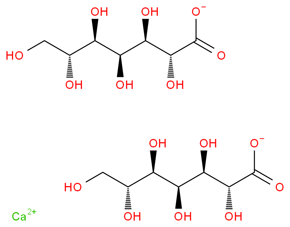 calcium bis((2R,3R,4S,5R,6R)-2,3,4,5,6,7-hexahydroxyheptanoate)_分子结构_CAS_87-74-1