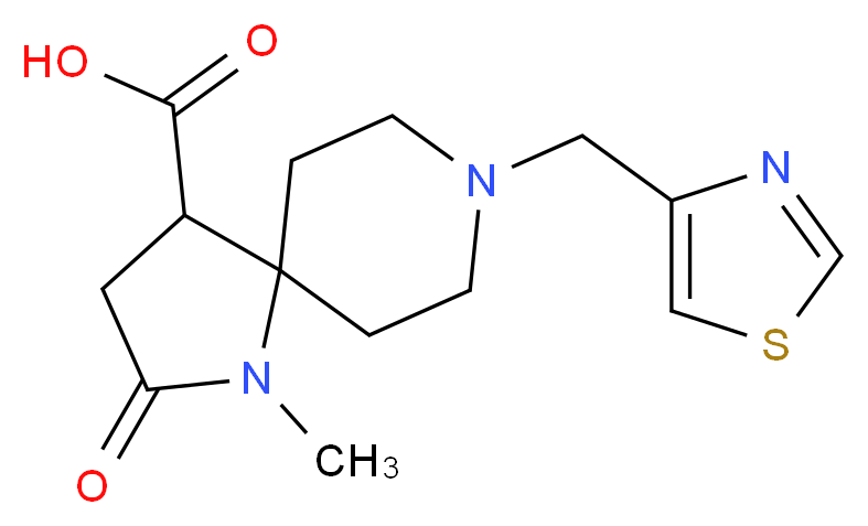 1-methyl-2-oxo-8-(1,3-thiazol-4-ylmethyl)-1,8-diazaspiro[4.5]decane-4-carboxylic acid_分子结构_CAS_)