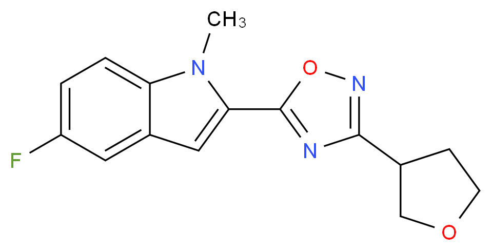 5-fluoro-1-methyl-2-[3-(tetrahydrofuran-3-yl)-1,2,4-oxadiazol-5-yl]-1H-indole_分子结构_CAS_)