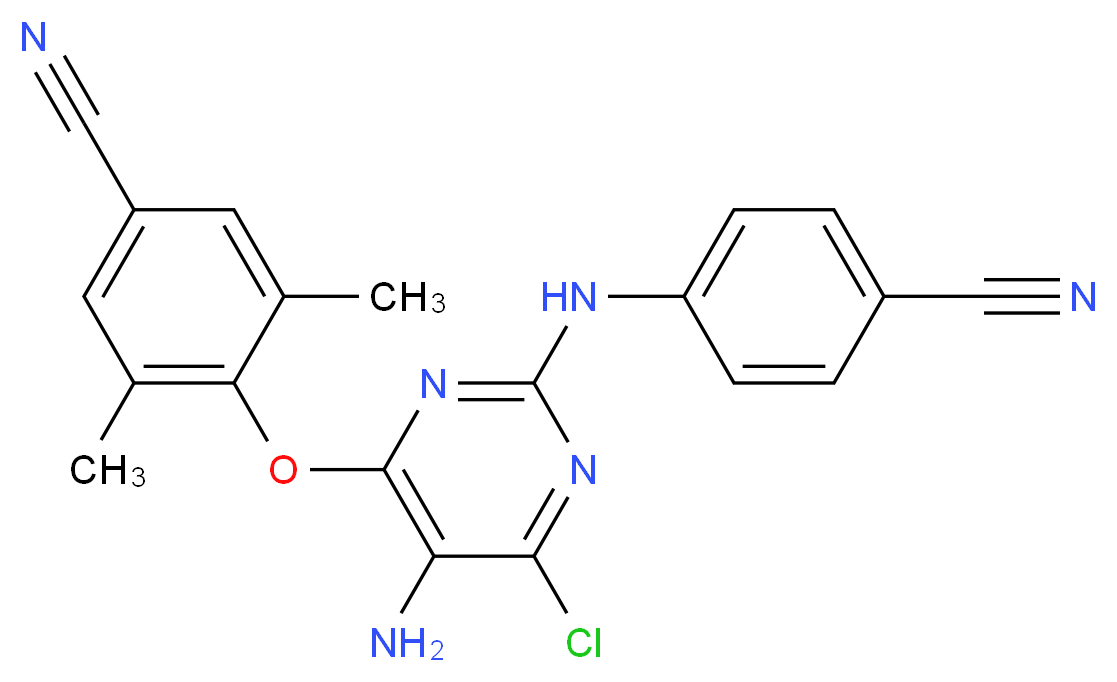 4-({5-amino-6-chloro-2-[(4-cyanophenyl)amino]pyrimidin-4-yl}oxy)-3,5-dimethylbenzonitrile_分子结构_CAS_269055-78-9