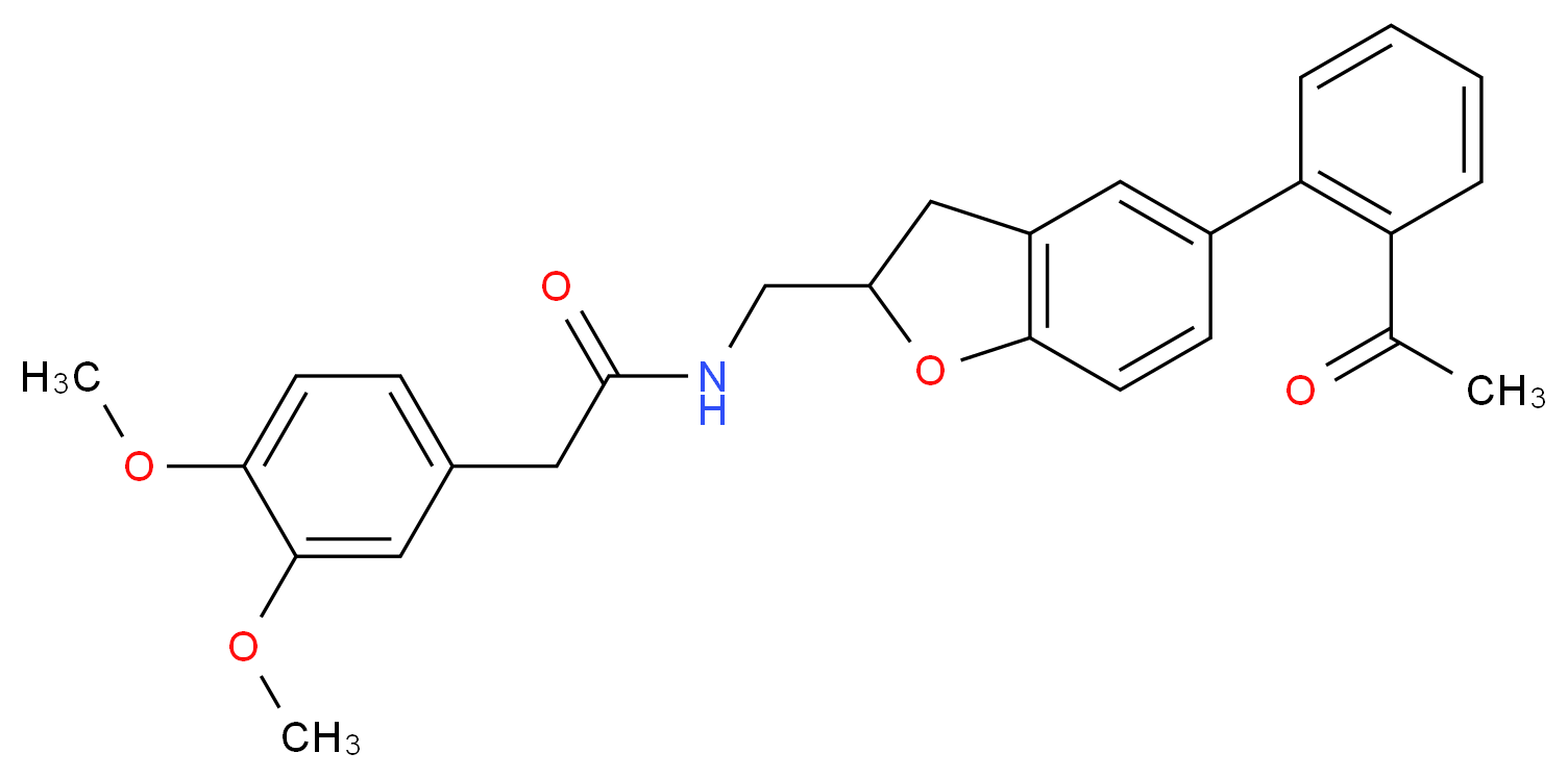 N-{[5-(2-acetylphenyl)-2,3-dihydro-1-benzofuran-2-yl]methyl}-2-(3,4-dimethoxyphenyl)acetamide_分子结构_CAS_)