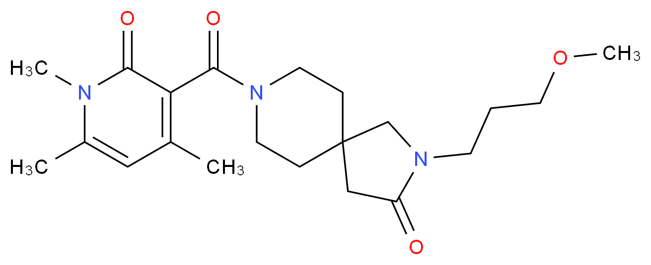 2-(3-methoxypropyl)-8-[(1,4,6-trimethyl-2-oxo-1,2-dihydro-3-pyridinyl)carbonyl]-2,8-diazaspiro[4.5]decan-3-one_分子结构_CAS_)