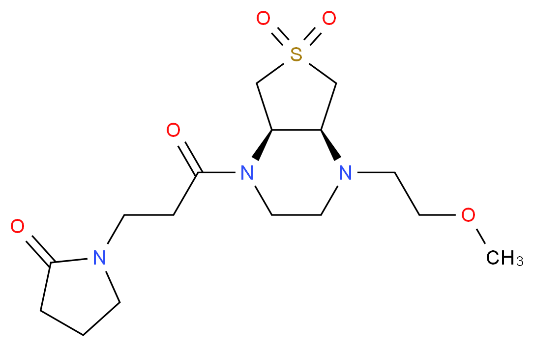 1-{3-[(4aS*,7aR*)-4-(2-methoxyethyl)-6,6-dioxidohexahydrothieno[3,4-b]pyrazin-1(2H)-yl]-3-oxopropyl}pyrrolidin-2-one_分子结构_CAS_)