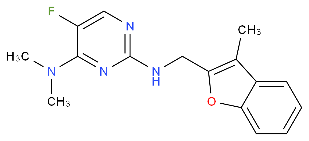 5-fluoro-N~4~,N~4~-dimethyl-N~2~-[(3-methyl-1-benzofuran-2-yl)methyl]pyrimidine-2,4-diamine_分子结构_CAS_)