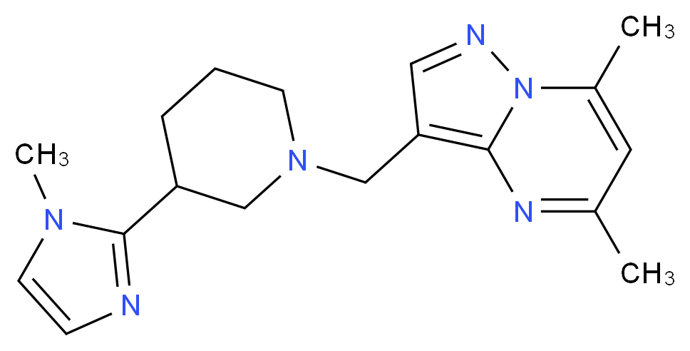 5,7-dimethyl-3-{[3-(1-methyl-1H-imidazol-2-yl)piperidin-1-yl]methyl}pyrazolo[1,5-a]pyrimidine_分子结构_CAS_)