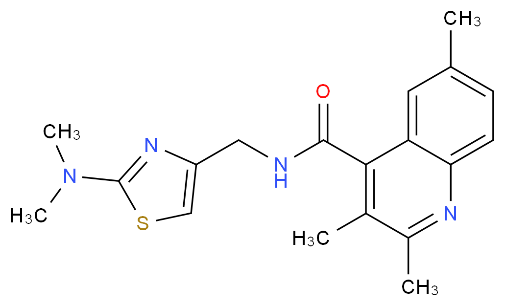 N-{[2-(dimethylamino)-1,3-thiazol-4-yl]methyl}-2,3,6-trimethyl-4-quinolinecarboxamide_分子结构_CAS_)
