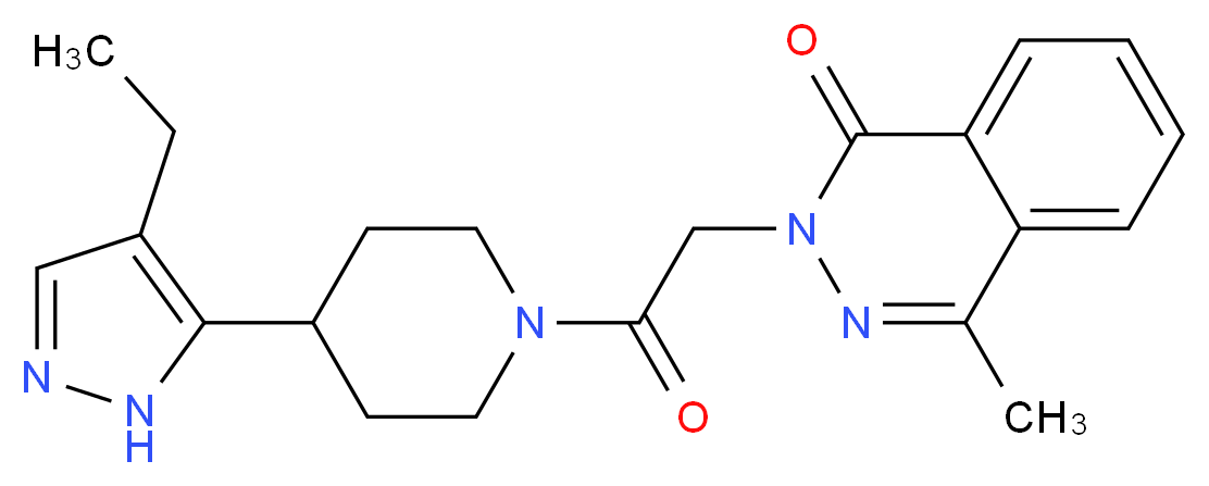 2-{2-[4-(4-ethyl-1H-pyrazol-5-yl)piperidin-1-yl]-2-oxoethyl}-4-methylphthalazin-1(2H)-one_分子结构_CAS_)