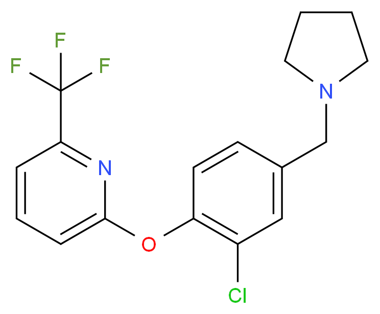 2-[2-chloro-4-(pyrrolidin-1-ylmethyl)phenoxy]-6-(trifluoromethyl)pyridine_分子结构_CAS_)