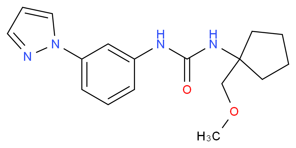 N-[1-(methoxymethyl)cyclopentyl]-N'-[3-(1H-pyrazol-1-yl)phenyl]urea_分子结构_CAS_)