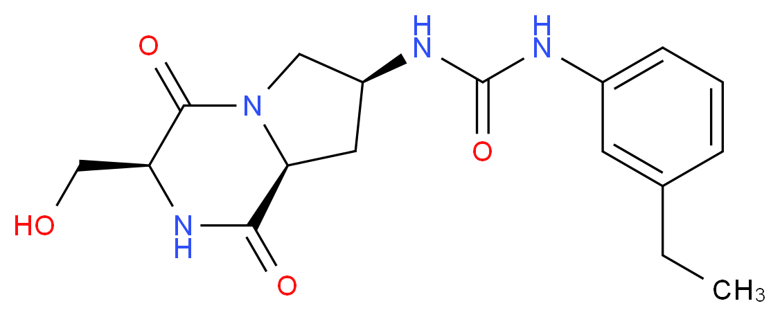 N-(3-ethylphenyl)-N'-[(3S,7S,8aS)-3-(hydroxymethyl)-1,4-dioxooctahydropyrrolo[1,2-a]pyrazin-7-yl]urea_分子结构_CAS_)