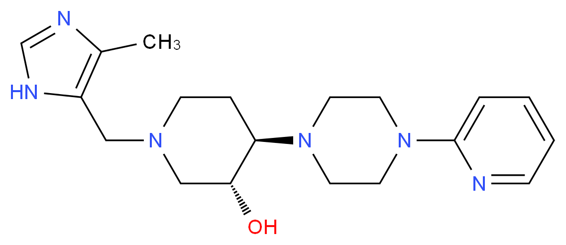 (3R*,4R*)-1-[(4-methyl-1H-imidazol-5-yl)methyl]-4-[4-(2-pyridinyl)-1-piperazinyl]-3-piperidinol_分子结构_CAS_)