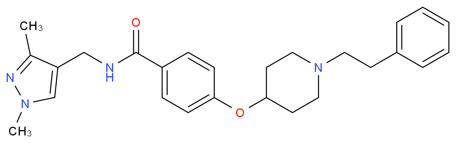 N-[(1,3-dimethyl-1H-pyrazol-4-yl)methyl]-4-{[1-(2-phenylethyl)-4-piperidinyl]oxy}benzamide_分子结构_CAS_)