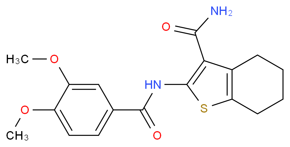 2-(3,4-Dimethoxy-benzoylamino)-4,5,6,7-tetrahydro-benzo[b]thiophene-3-carboxylic acid amide_分子结构_CAS_301305-73-7)