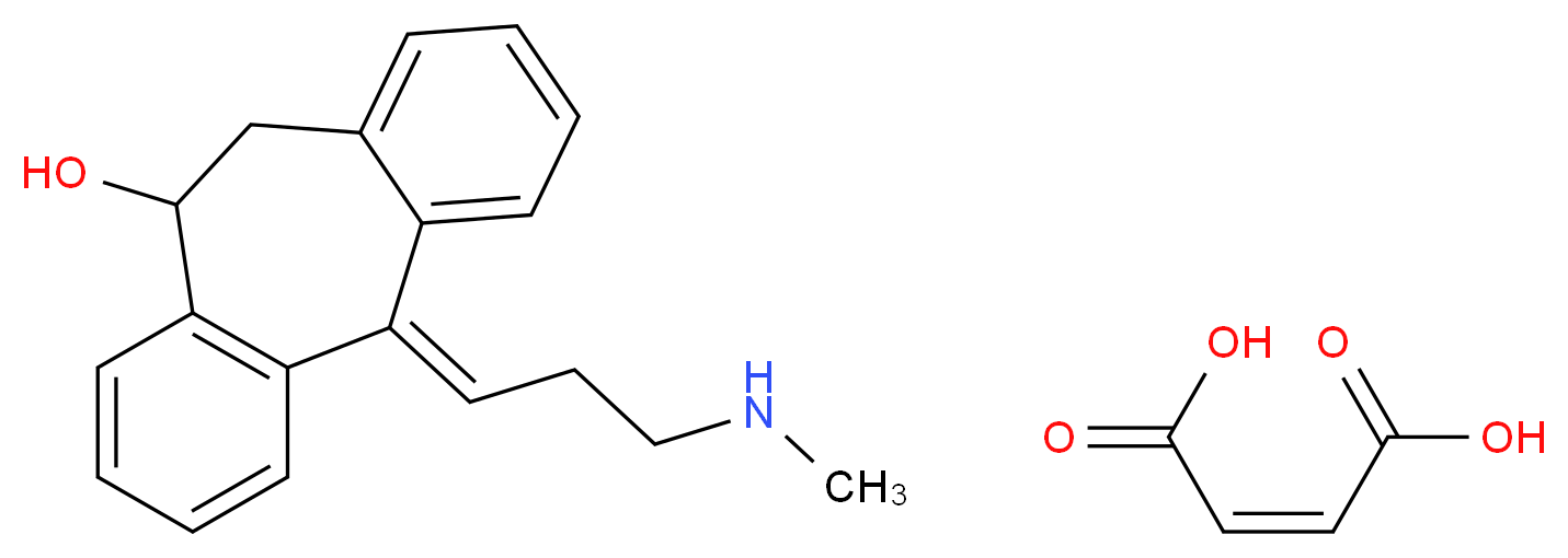 (2E)-2-[3-(methylamino)propylidene]tricyclo[9.4.0.0<sup>3</sup>,<sup>8</sup>]pentadeca-1(11),3(8),4,6,12,14-hexaen-9-ol; (2Z)-but-2-enedioic acid_分子结构_CAS_74853-74-0