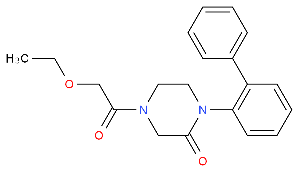 1-(2-biphenylyl)-4-(ethoxyacetyl)-2-piperazinone_分子结构_CAS_)