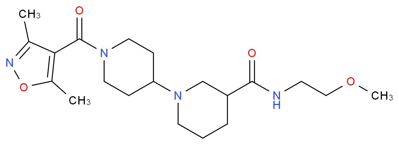 1'-[(3,5-dimethylisoxazol-4-yl)carbonyl]-N-(2-methoxyethyl)-1,4'-bipiperidine-3-carboxamide_分子结构_CAS_)