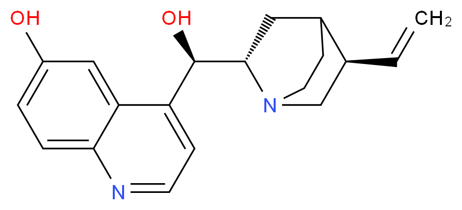 4-[(R)-[(2S,5R)-5-ethenyl-1-azabicyclo[2.2.2]octan-2-yl](hydroxy)methyl]quinolin-6-ol_分子结构_CAS_524-63-0