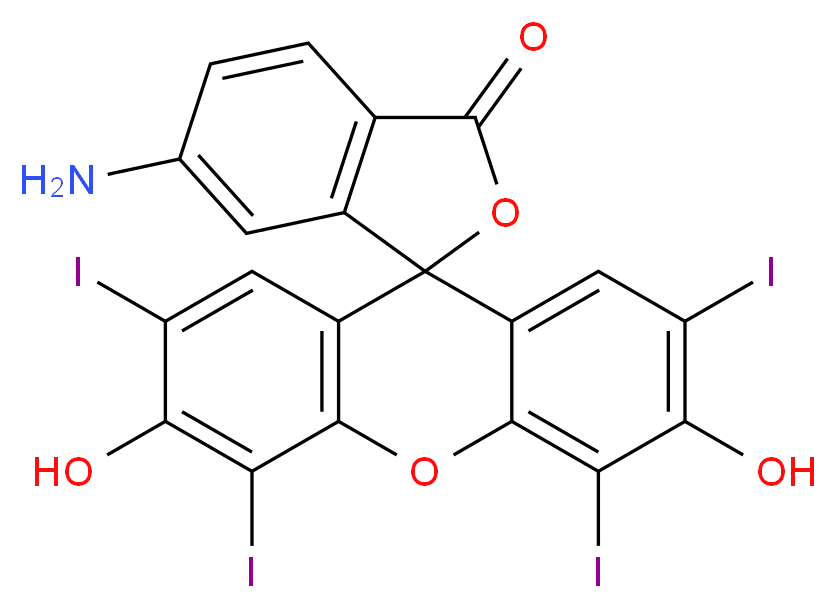 6-amino-3',6'-dihydroxy-2',4',5',7'-tetraiodo-3H-spiro[2-benzofuran-1,9'-xanthene]-3-one_分子结构_CAS_870703-94-9