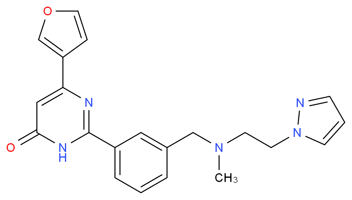 6-(3-furyl)-2-[3-({methyl[2-(1H-pyrazol-1-yl)ethyl]amino}methyl)phenyl]pyrimidin-4(3H)-one_分子结构_CAS_)