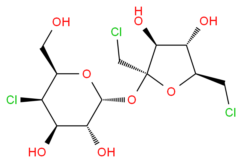 (2R,3R,4R,5R,6R)-2-{[(2R,3S,4S,5S)-2,5-bis(chloromethyl)-3,4-dihydroxyoxolan-2-yl]oxy}-5-chloro-6-(hydroxymethyl)oxane-3,4-diol_分子结构_CAS_56038-13-2