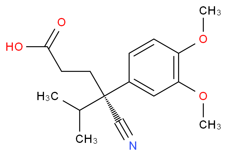 (4S)-4-cyano-4-(3,4-dimethoxyphenyl)-5-methylhexanoic acid_分子结构_CAS_38175-99-4