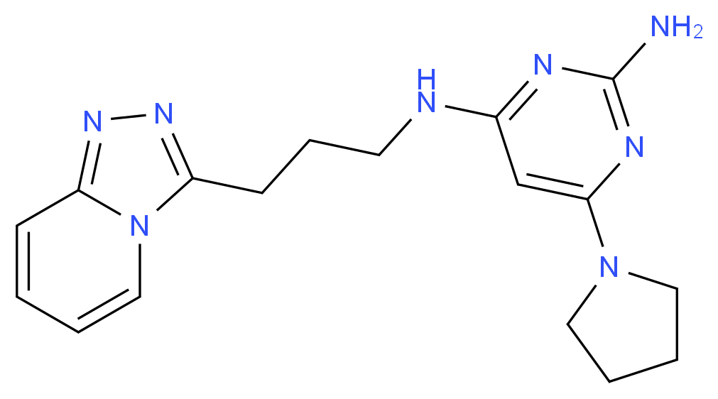 6-pyrrolidin-1-yl-N~4~-(3-[1,2,4]triazolo[4,3-a]pyridin-3-ylpropyl)pyrimidine-2,4-diamine_分子结构_CAS_)