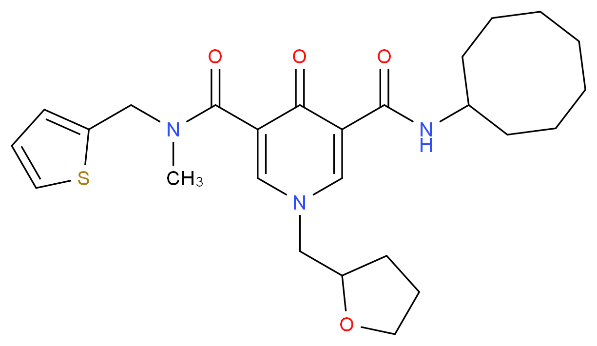 N'-cyclooctyl-N-methyl-4-oxo-1-(tetrahydro-2-furanylmethyl)-N-(2-thienylmethyl)-1,4-dihydro-3,5-pyridinedicarboxamide_分子结构_CAS_)