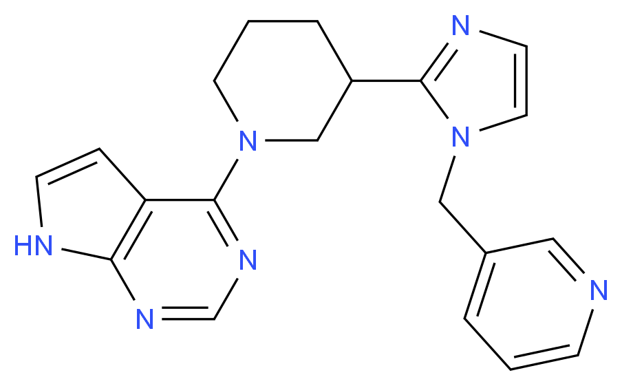 4-{3-[1-(3-pyridinylmethyl)-1H-imidazol-2-yl]-1-piperidinyl}-7H-pyrrolo[2,3-d]pyrimidine_分子结构_CAS_)