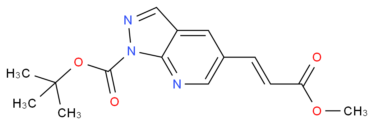 (E)-tert-Butyl 5-(3-methoxy-3-oxoprop-1-en-1-yl)-1H-pyrazolo[3,4-b]pyridine-1-carboxylate_分子结构_CAS_)