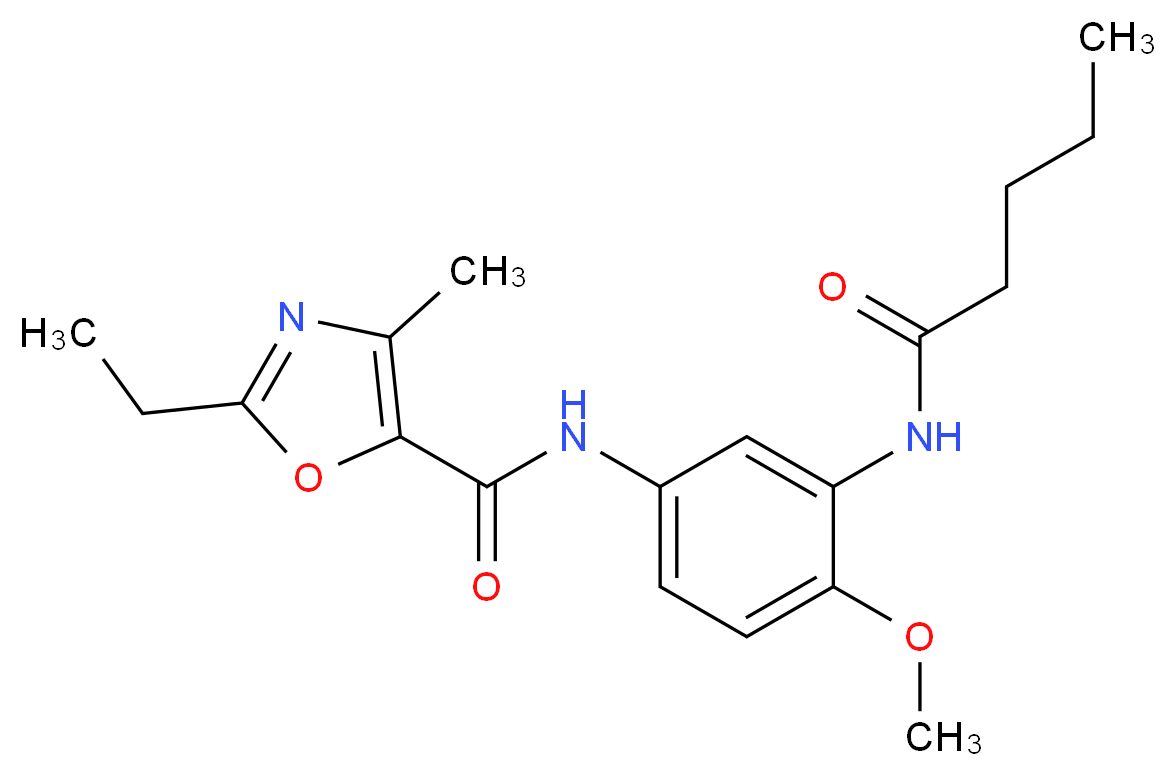2-ethyl-N-[4-methoxy-3-(pentanoylamino)phenyl]-4-methyl-1,3-oxazole-5-carboxamide_分子结构_CAS_)
