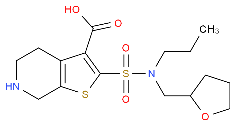 2-{[propyl(tetrahydrofuran-2-ylmethyl)amino]sulfonyl}-4,5,6,7-tetrahydrothieno[2,3-c]pyridine-3-carboxylic acid_分子结构_CAS_)
