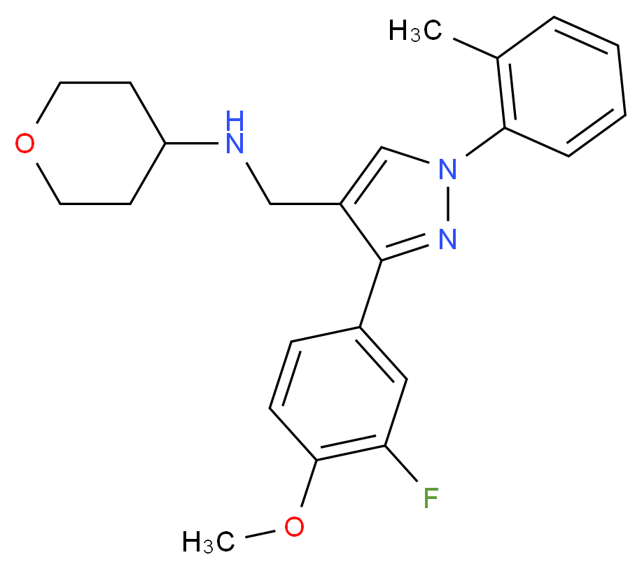 N-{[3-(3-fluoro-4-methoxyphenyl)-1-(2-methylphenyl)-1H-pyrazol-4-yl]methyl}tetrahydro-2H-pyran-4-amine_分子结构_CAS_)