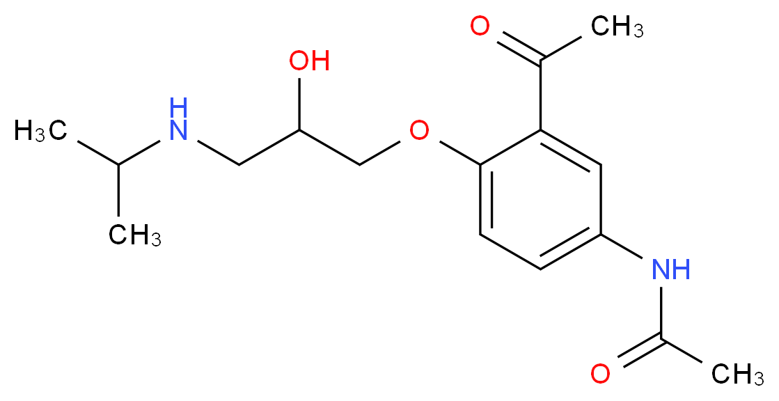 N-(3-acetyl-4-{2-hydroxy-3-[(propan-2-yl)amino]propoxy}phenyl)acetamide_分子结构_CAS_22568-64-5