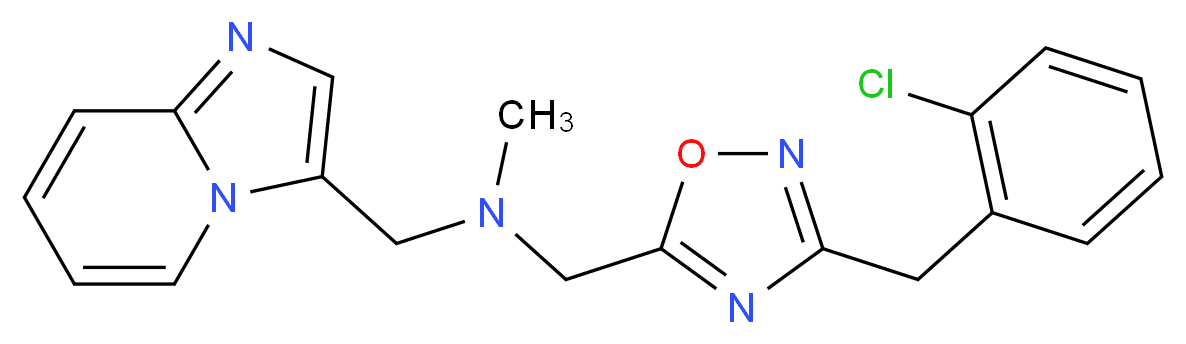 1-[3-(2-chlorobenzyl)-1,2,4-oxadiazol-5-yl]-N-(imidazo[1,2-a]pyridin-3-ylmethyl)-N-methylmethanamine_分子结构_CAS_)